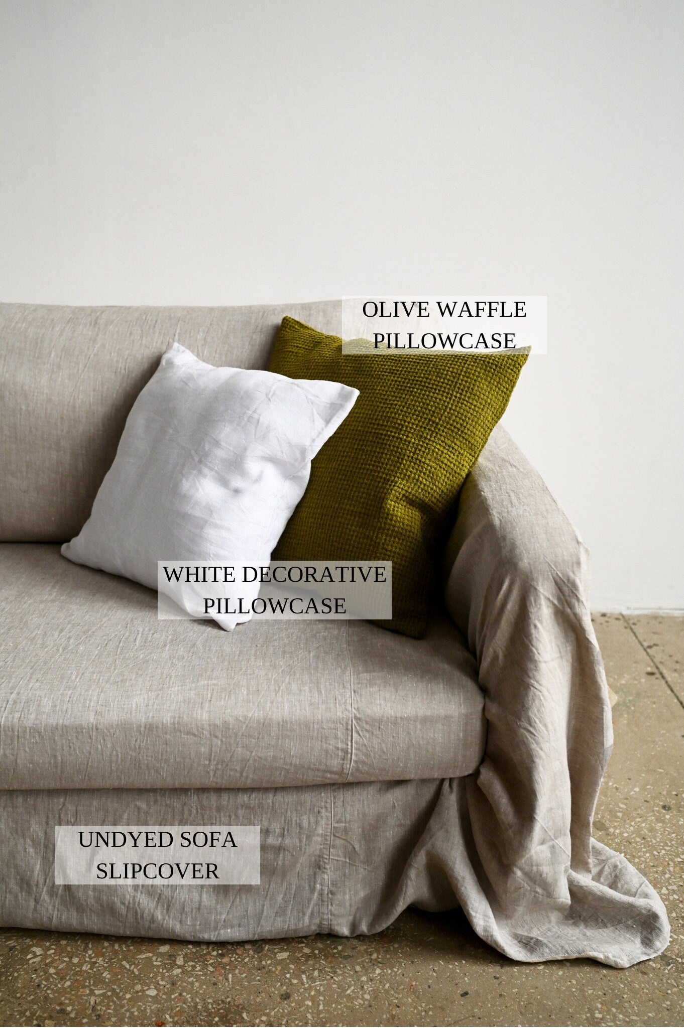 READY TO SHIP Undyed linen sofa slipcover Couch throw Softened linen drop cloth couch cover Eco friendly bedspread