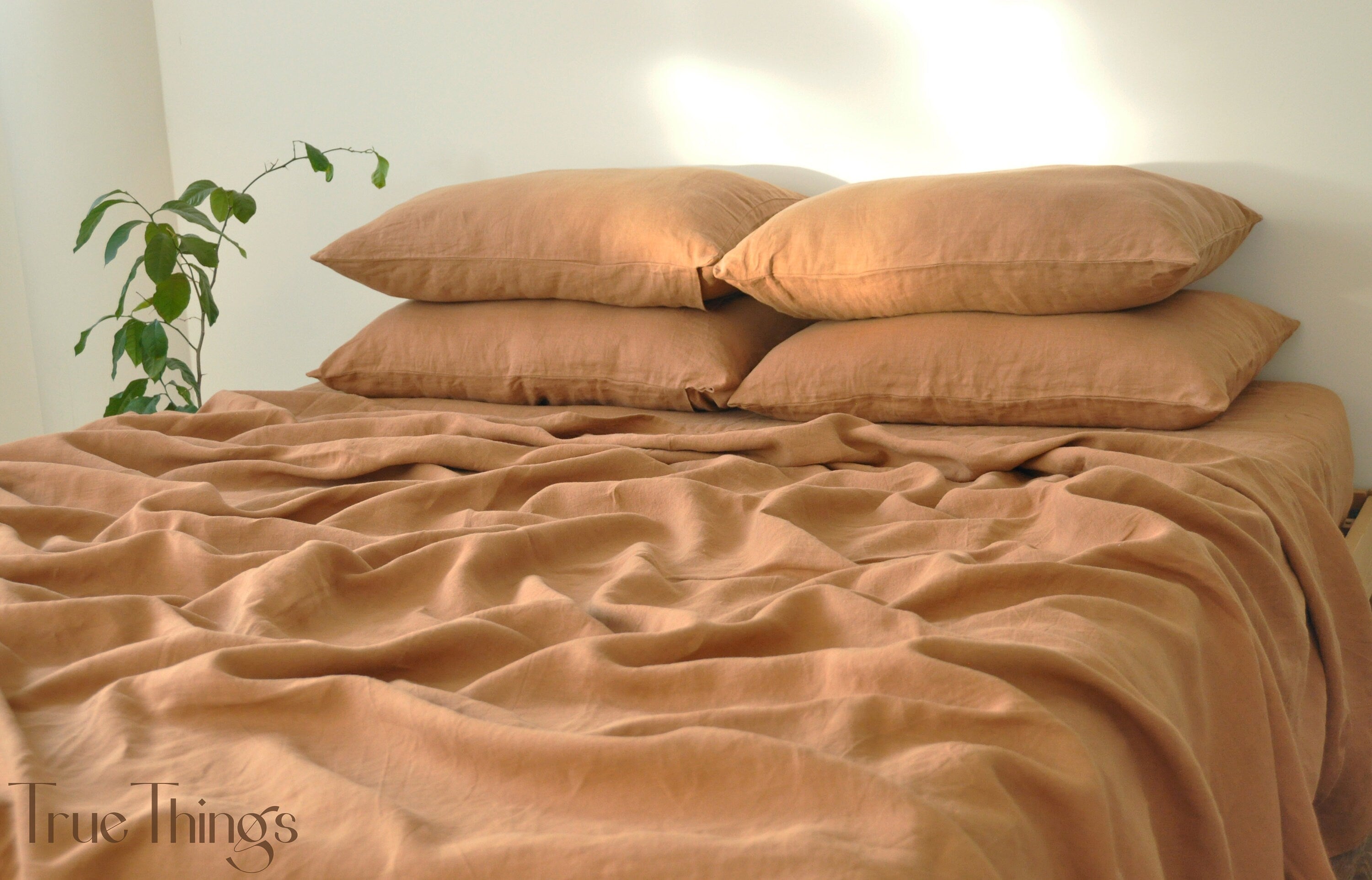 READY TO SHIP Clay linen fitted sheet 1 Fitted sheet Softened linen sheet Stonewashed linen Linen bedsheet brown fitted sheet washed linen
