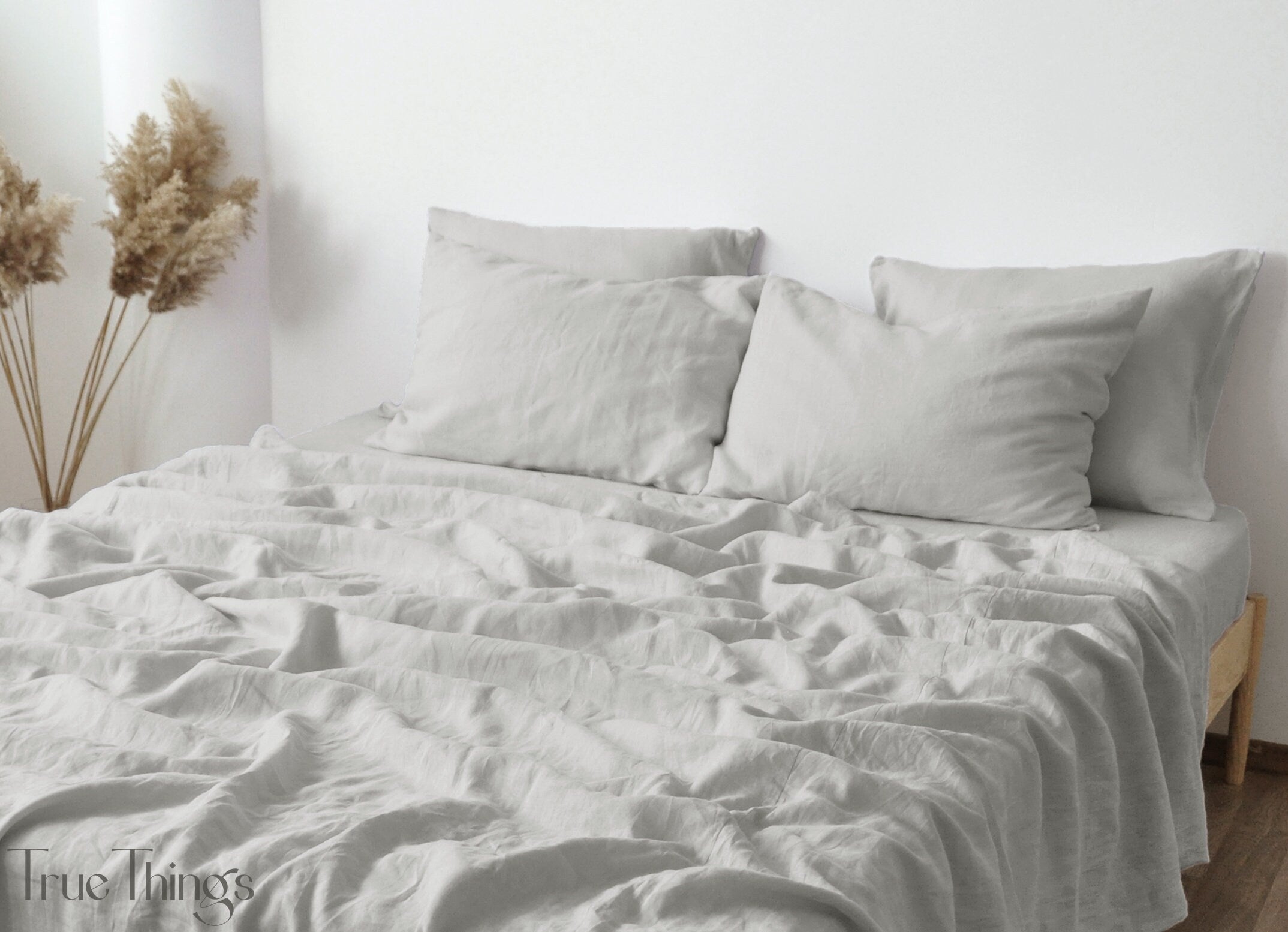 READY TO SHIP Light gray linen pillowcase 1 Custom gray pillow cover King Queen Standard Euro Decorative Square Lumbar size Envelope closure