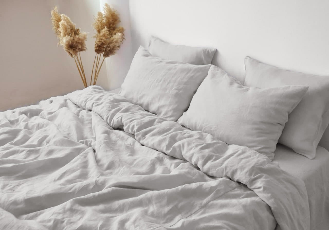READY TO SHIP Light gray linen pillowcase 1 Custom gray pillow cover King Queen Standard Euro Decorative Square Lumbar size Envelope closure