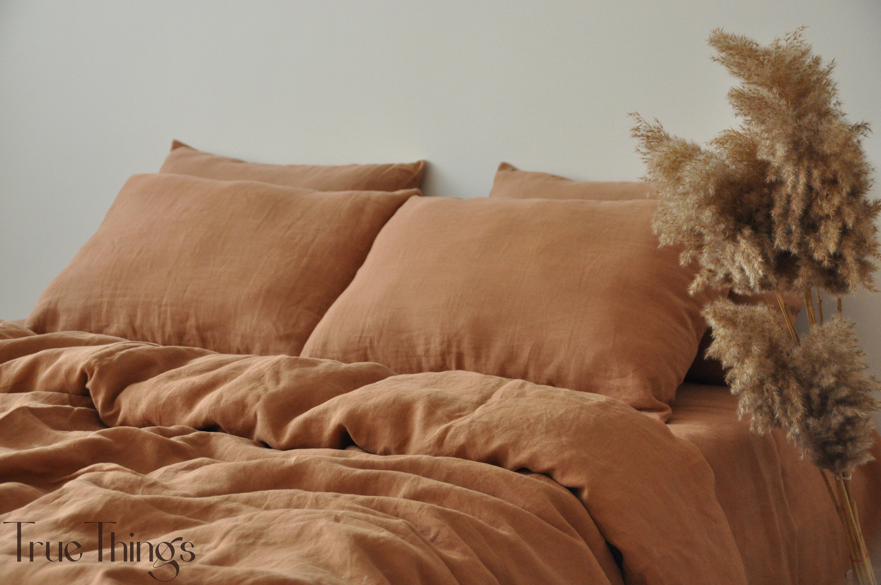 READY TO SHIP Clay linen pillowcase 2 Pillowcase Brown pillow cover King Queen Standard Euro Custom size Envelope closure Stonewashed
