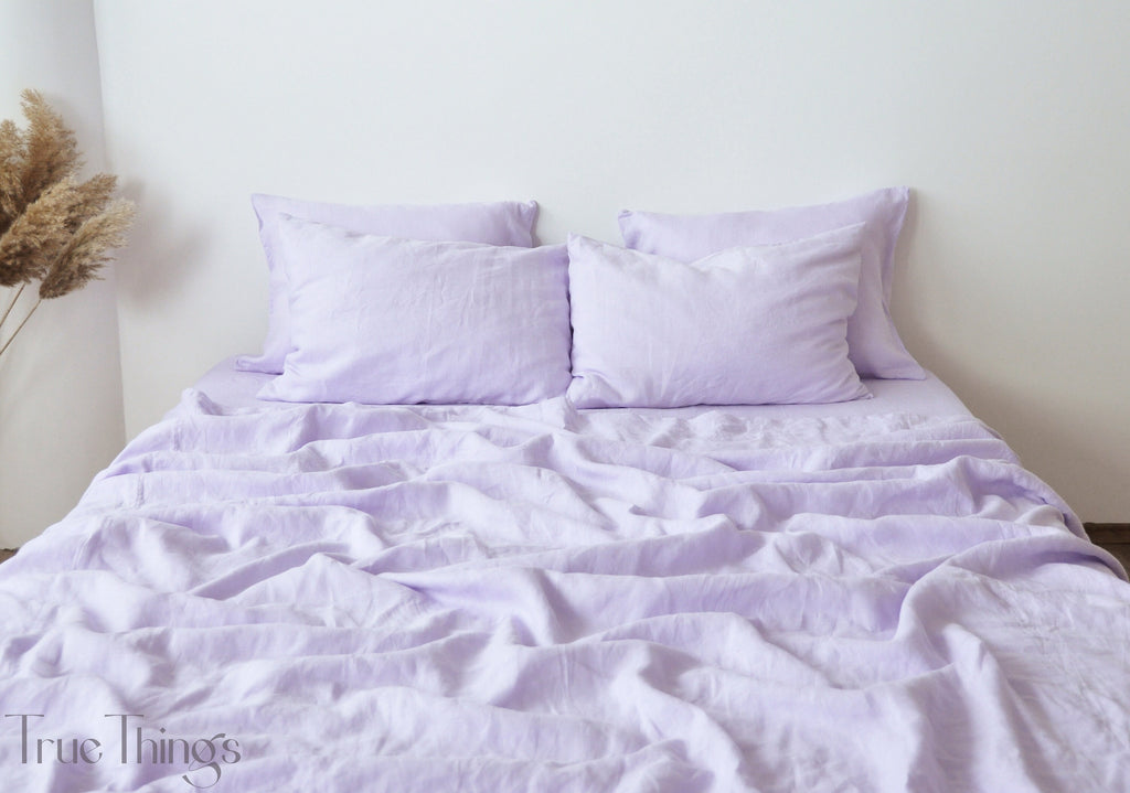 READY TO SHIP Lilac linen fitted sheet 1 Fitted sheet Softened linen sheet Stonewashed linen Linen bedsheet Pink fitted sheet