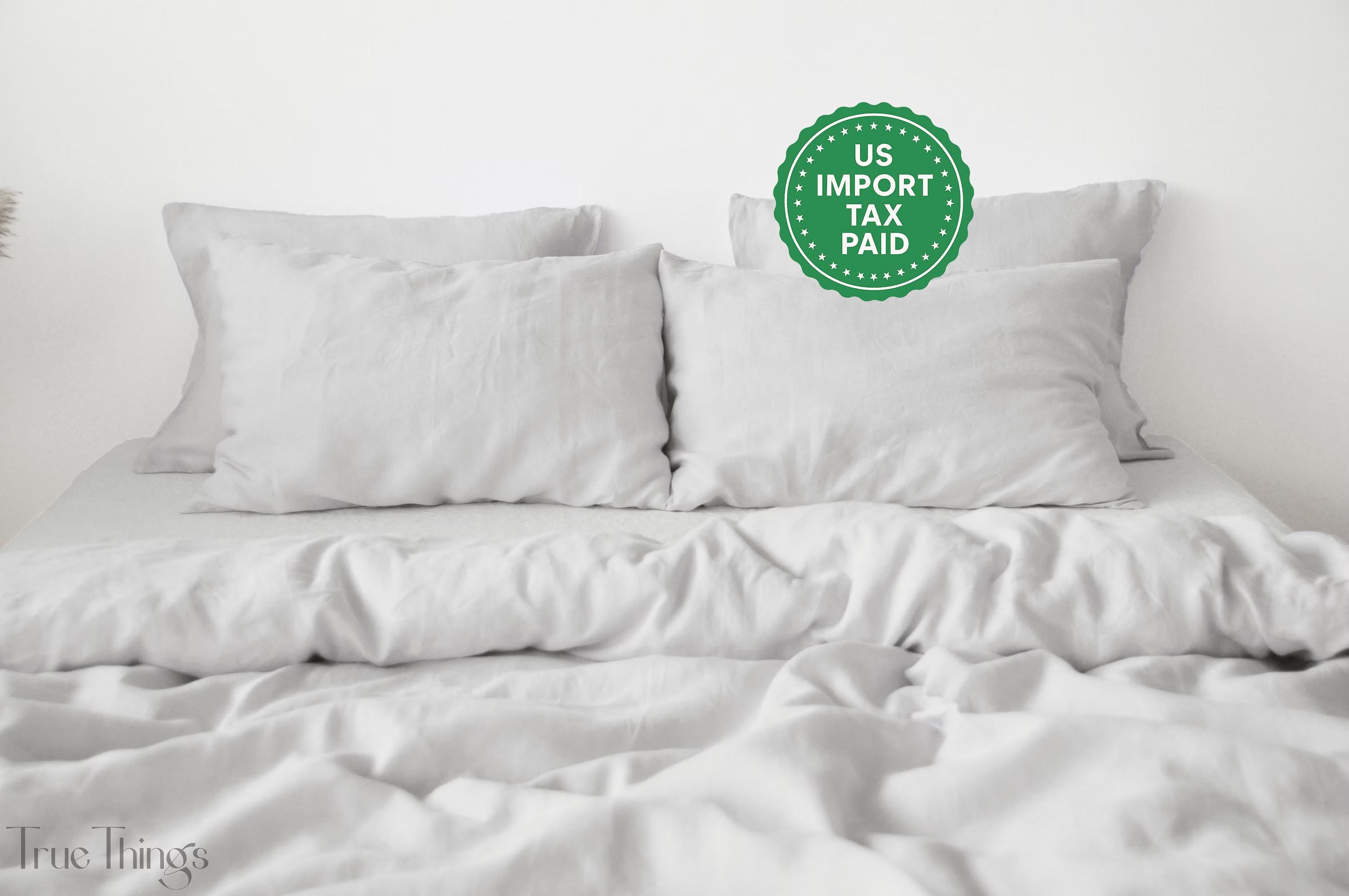 READY TO SHIP Light gray linen pillowcase 1 Custom gray pillow cover King Queen Standard Euro Decorative Square Lumbar size Envelope closure