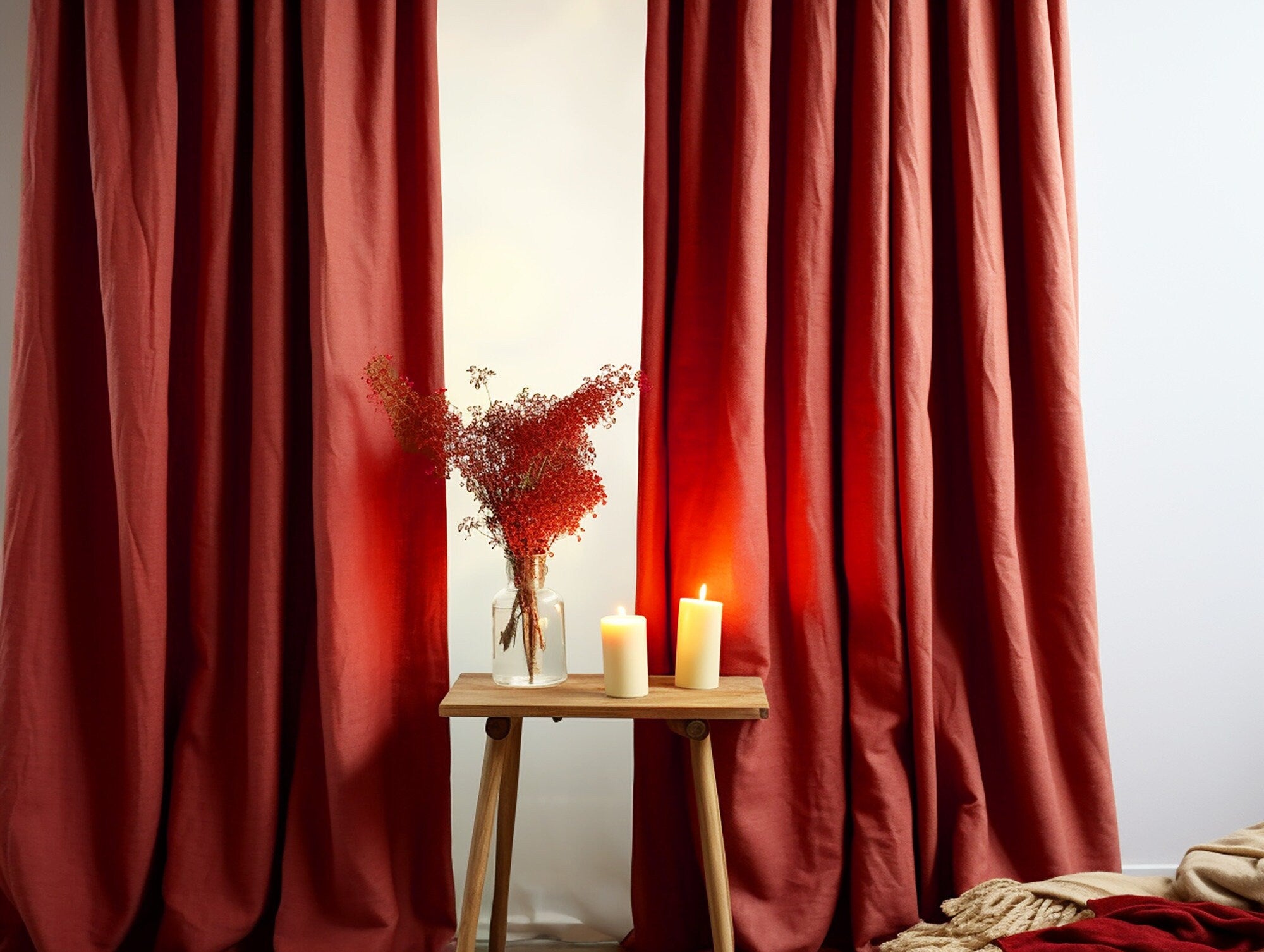 READY TO SHIP Redwood linen curtains with or without cotton lining 2 panels Stonewashed Rod pocket eyelets hanging type