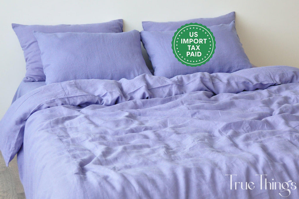 READY TO SHIP Lavender linen pillowcase 2 Gray purple pillow cover King Queen Standard Euro Decorative Custom size Envelope closure
