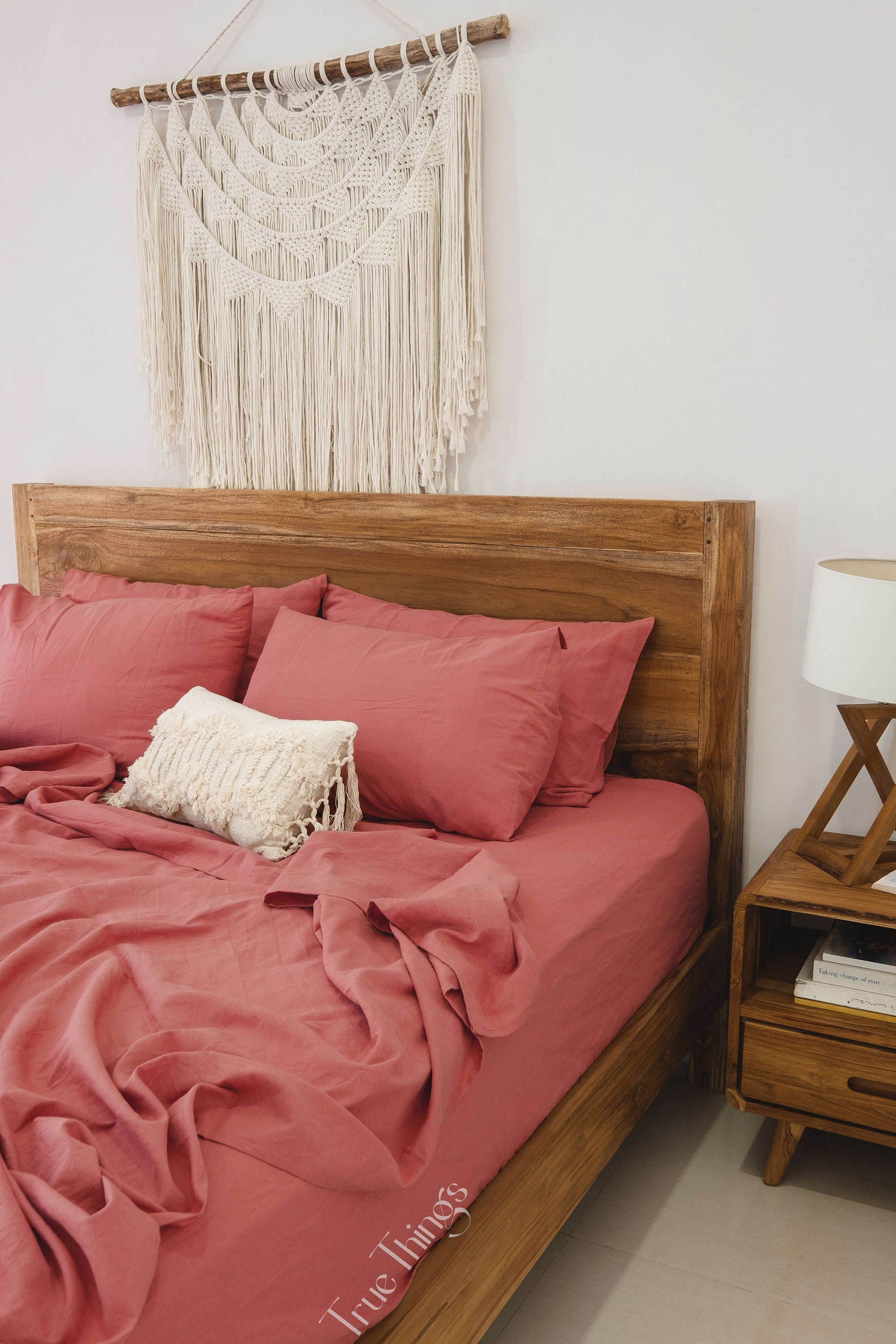 READY TO SHIP Rust pink linen fitted sheet 1 Fitted sheet Softened linen sheet Stonewashed linen Linen bedsheet Pink fitted sheet