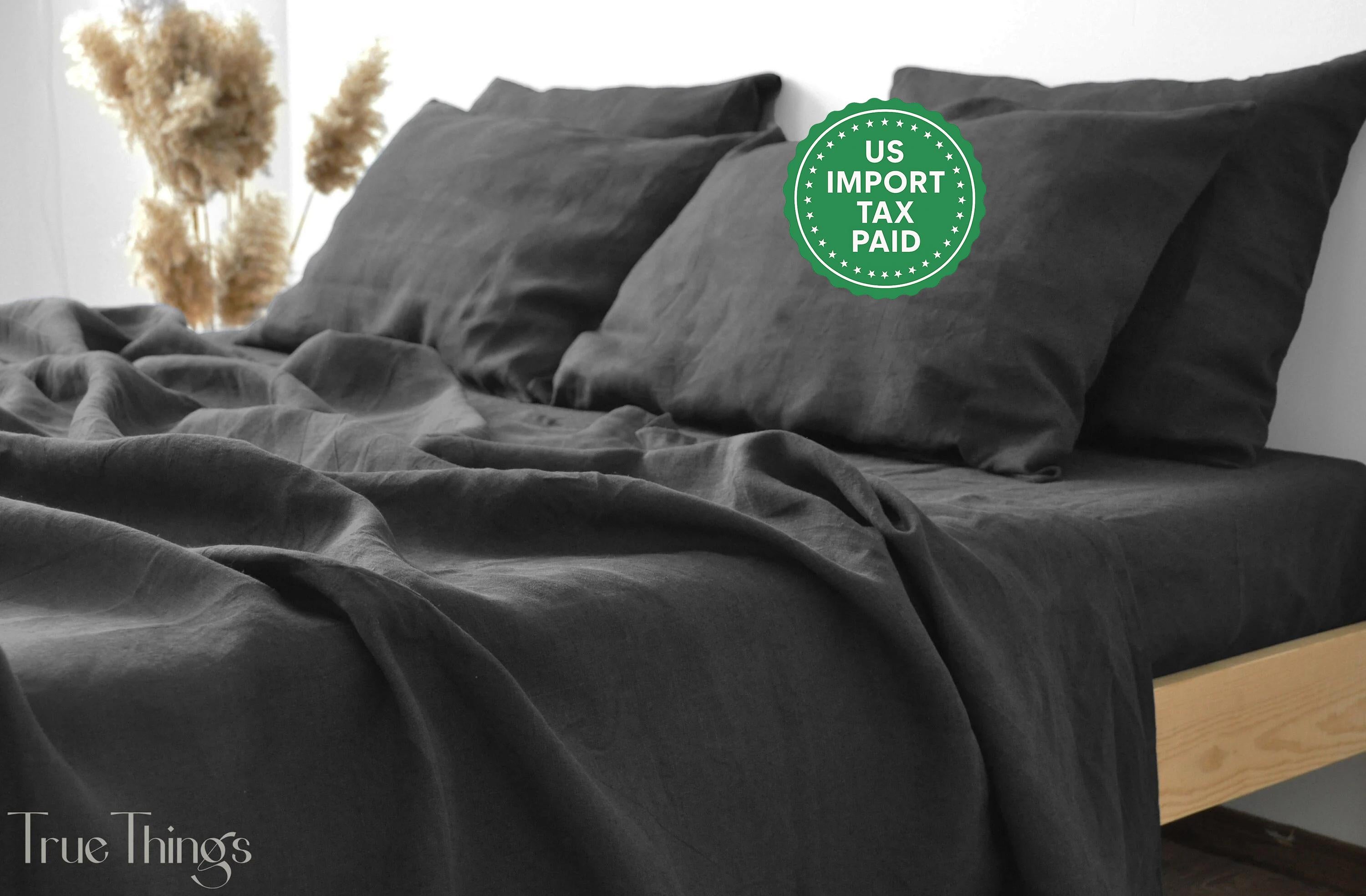 READY TO SHIP Dark gray linen pillowcase 1 Custom dark gray pillow cover Standard Euro Decorative Lumbar, Custom size Envelope closure