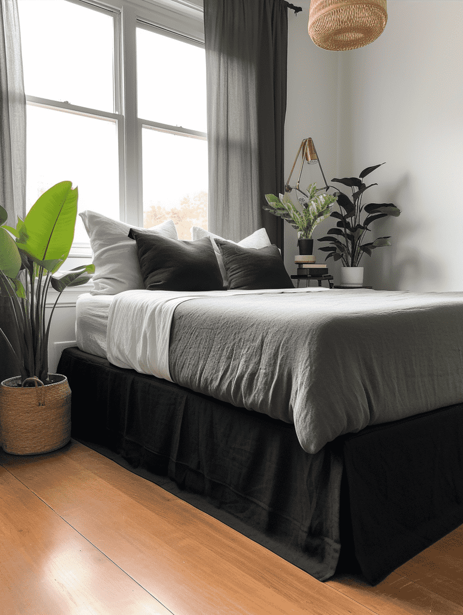 Jupe de lit sur mesure en lin noir