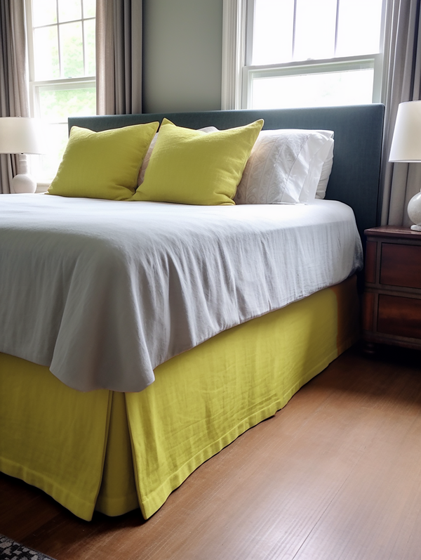 Chartreuse yellow tailored bed skirt