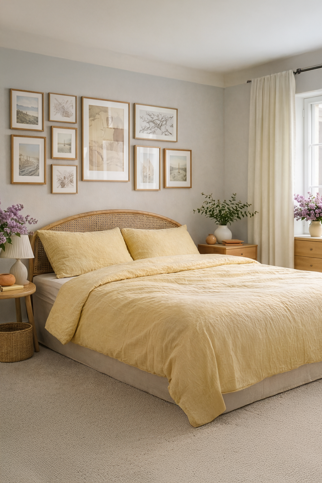 Butter Yellow linen duvet cover