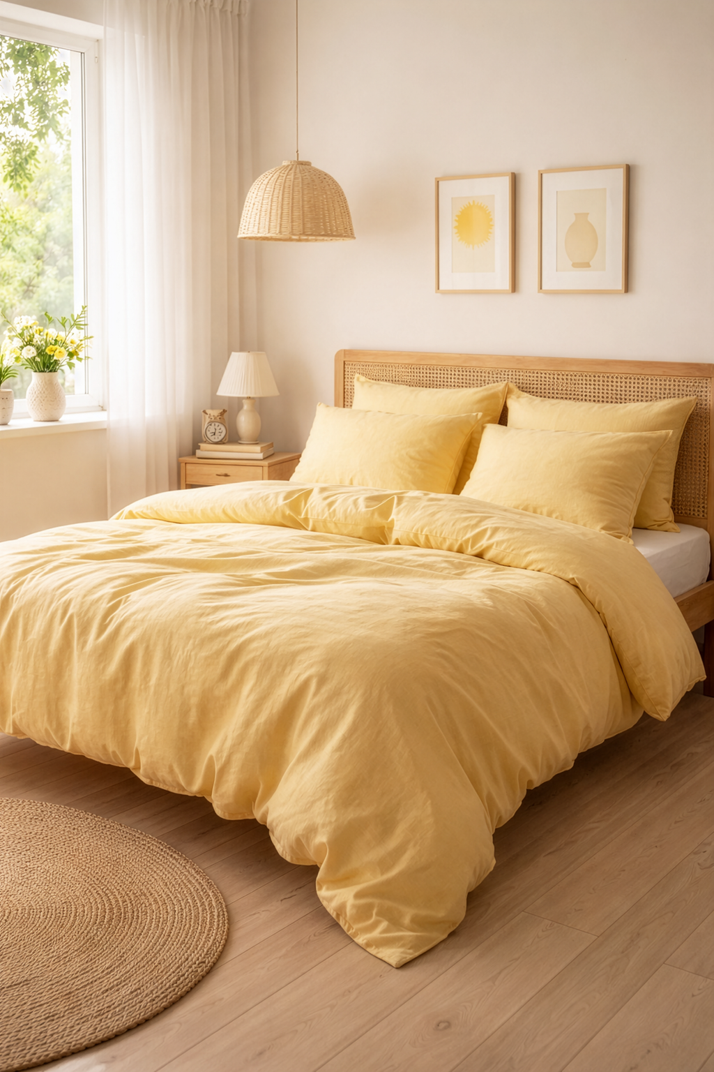 Butter Yellow linen duvet cover