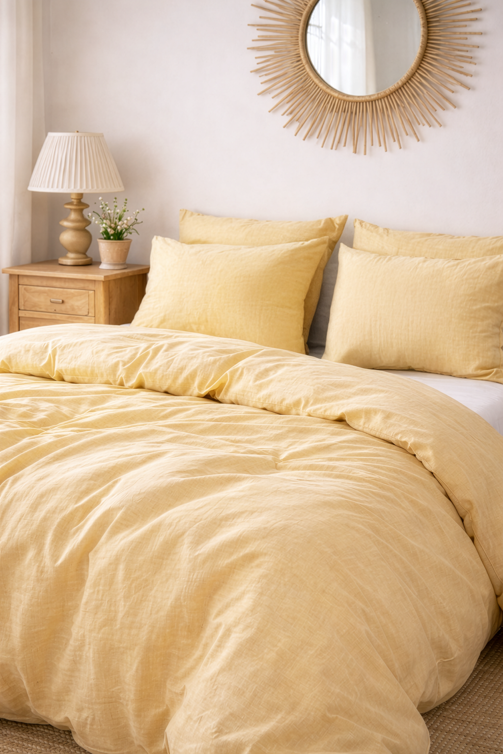 Butter Yellow linen duvet cover