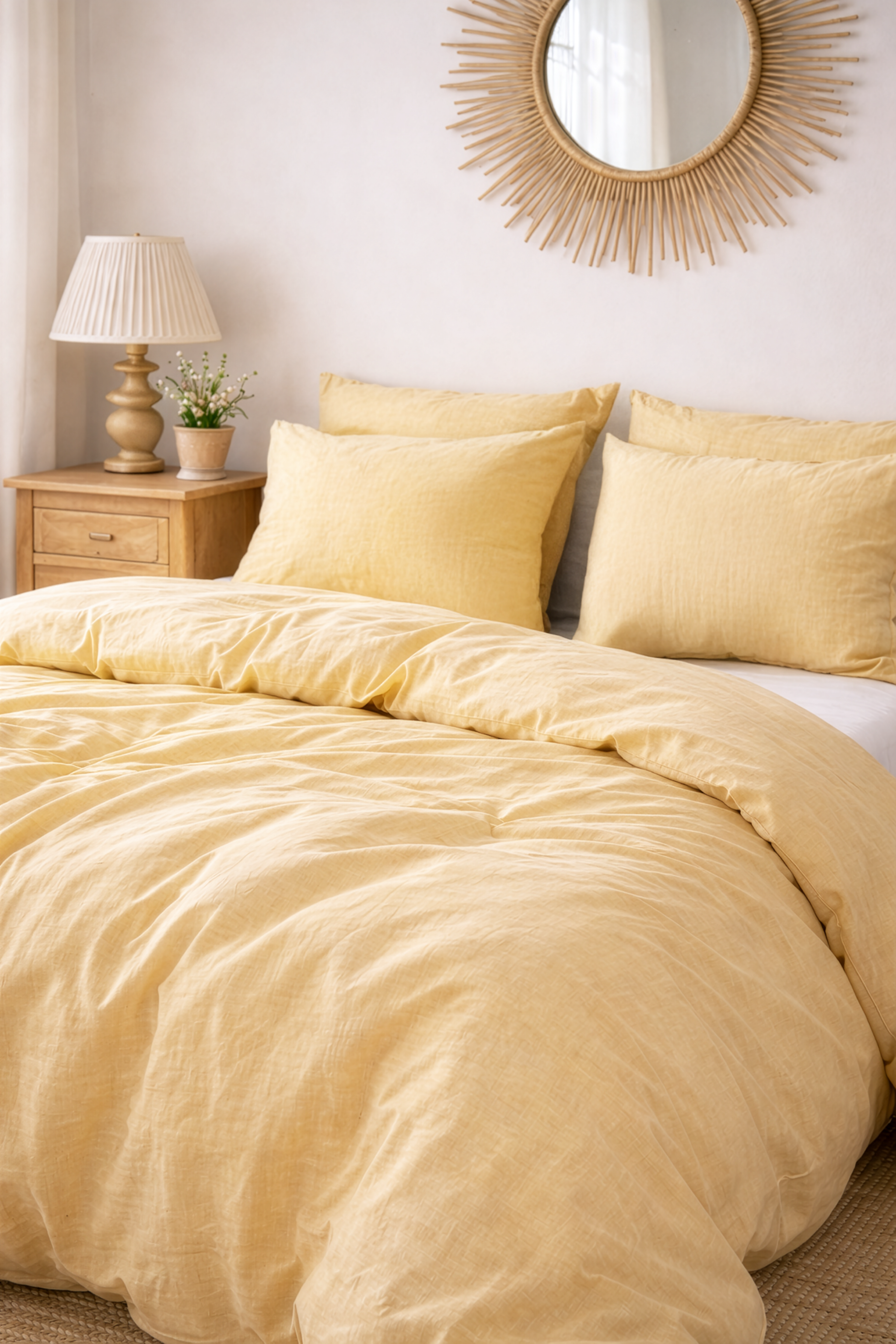 Butter Yellow linen duvet cover