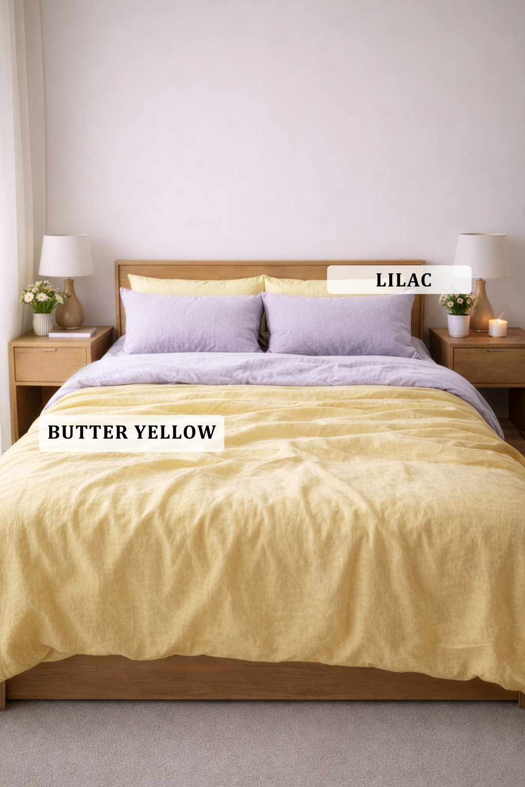 Butter Yellow linen duvet cover