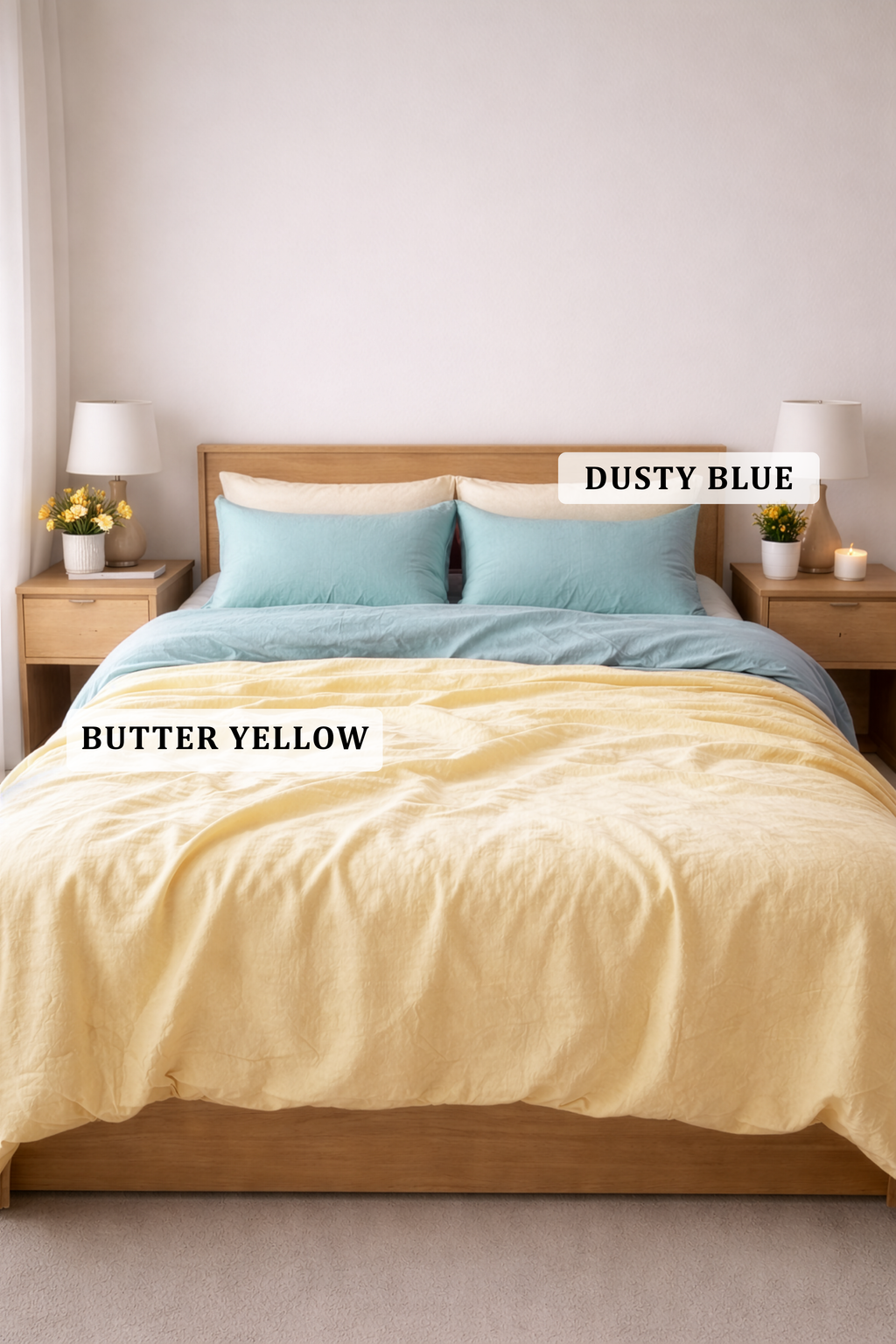 Butter Yellow linen duvet cover