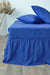 Royal blue linen wrap around bed skirt