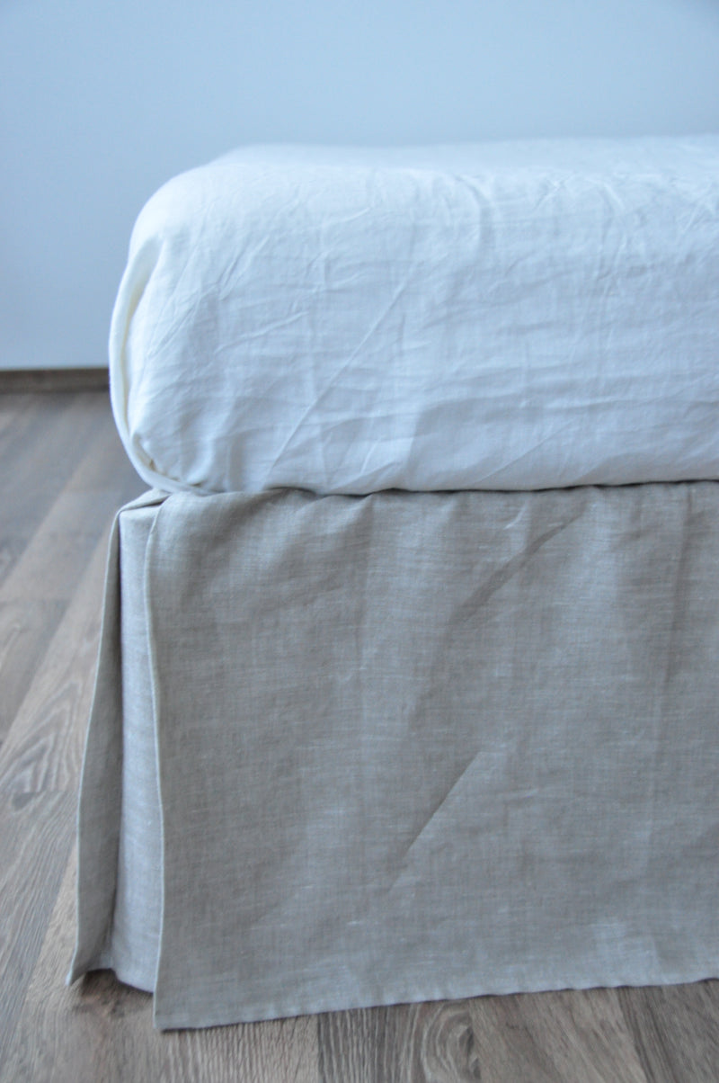 Undyed linen tailored bed skirt