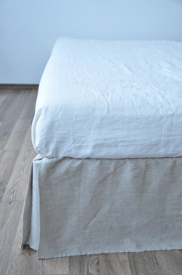 Undyed linen tailored bed skirt