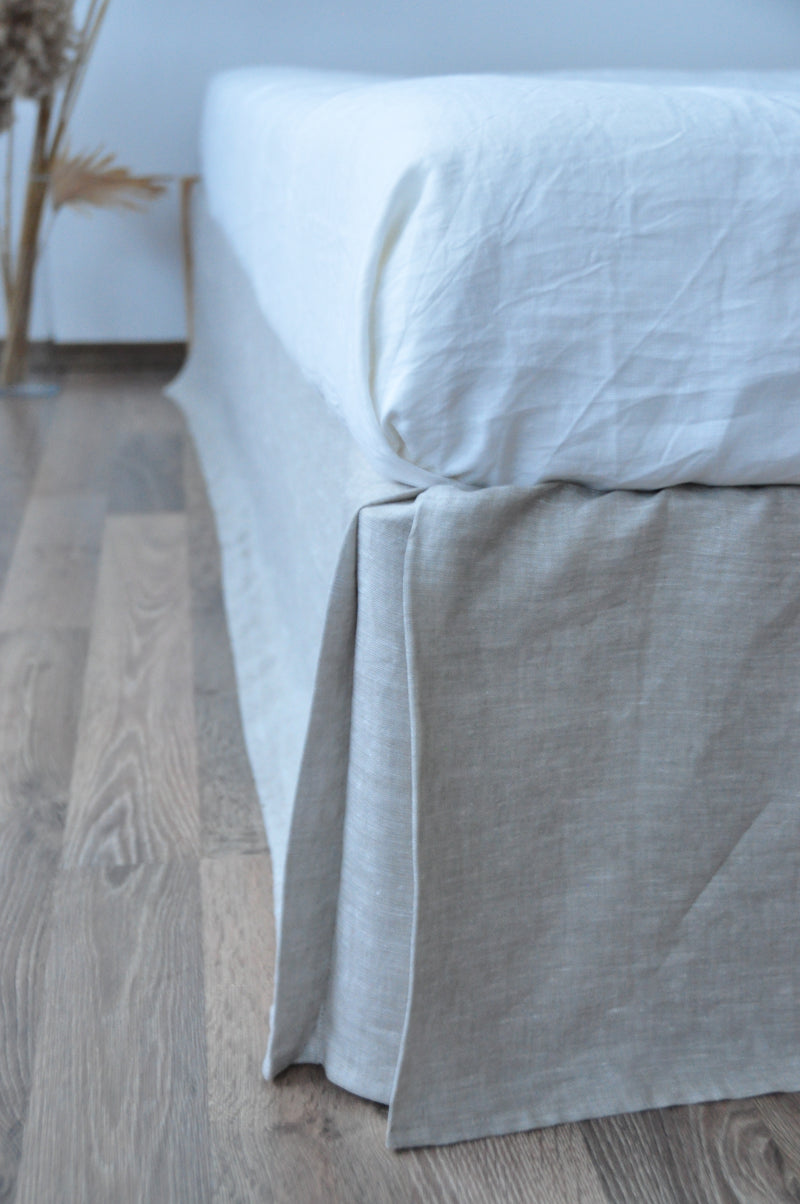 Undyed linen tailored bed skirt