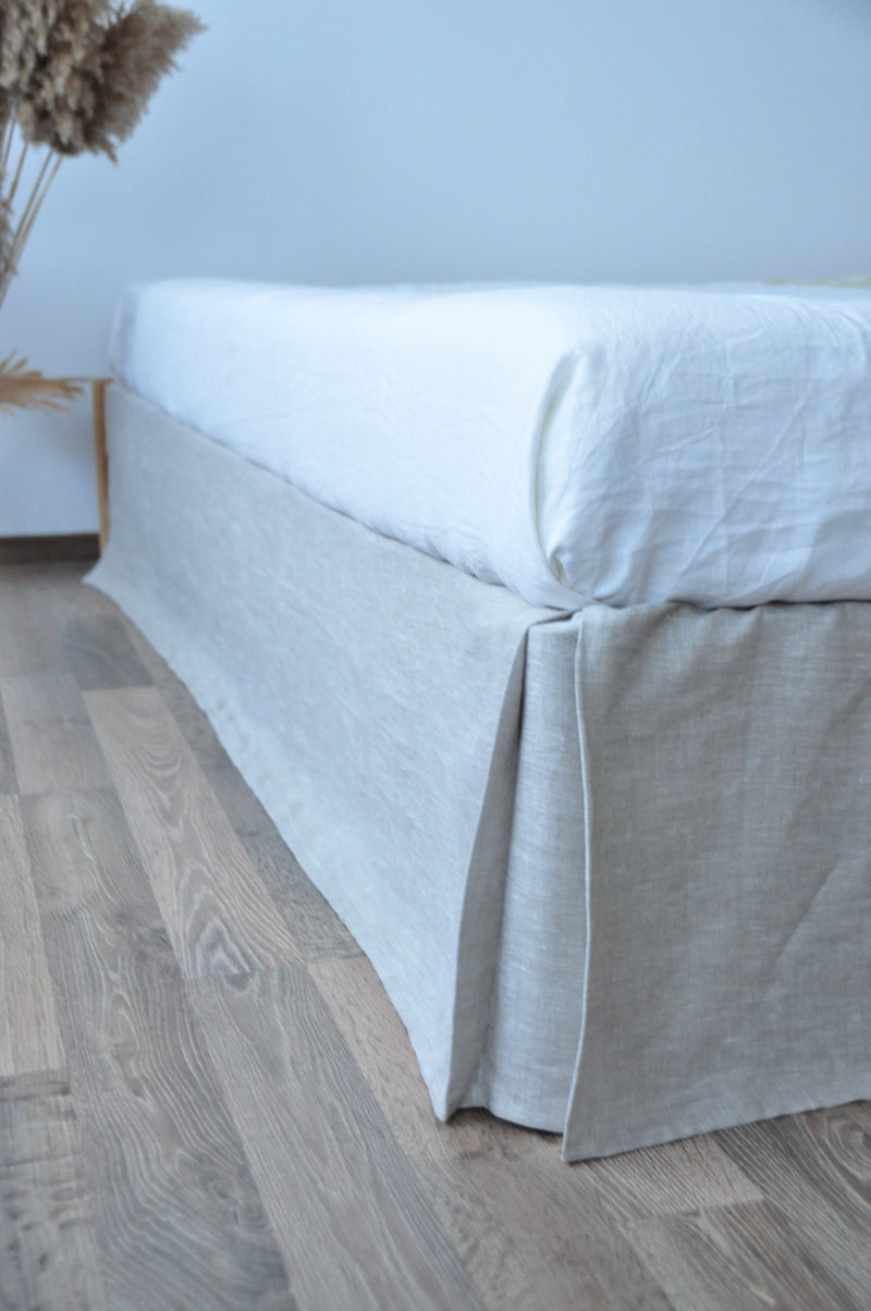 Undyed linen tailored bed skirt