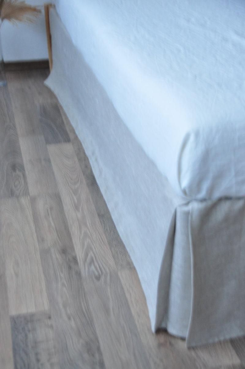 Undyed linen tailored bed skirt