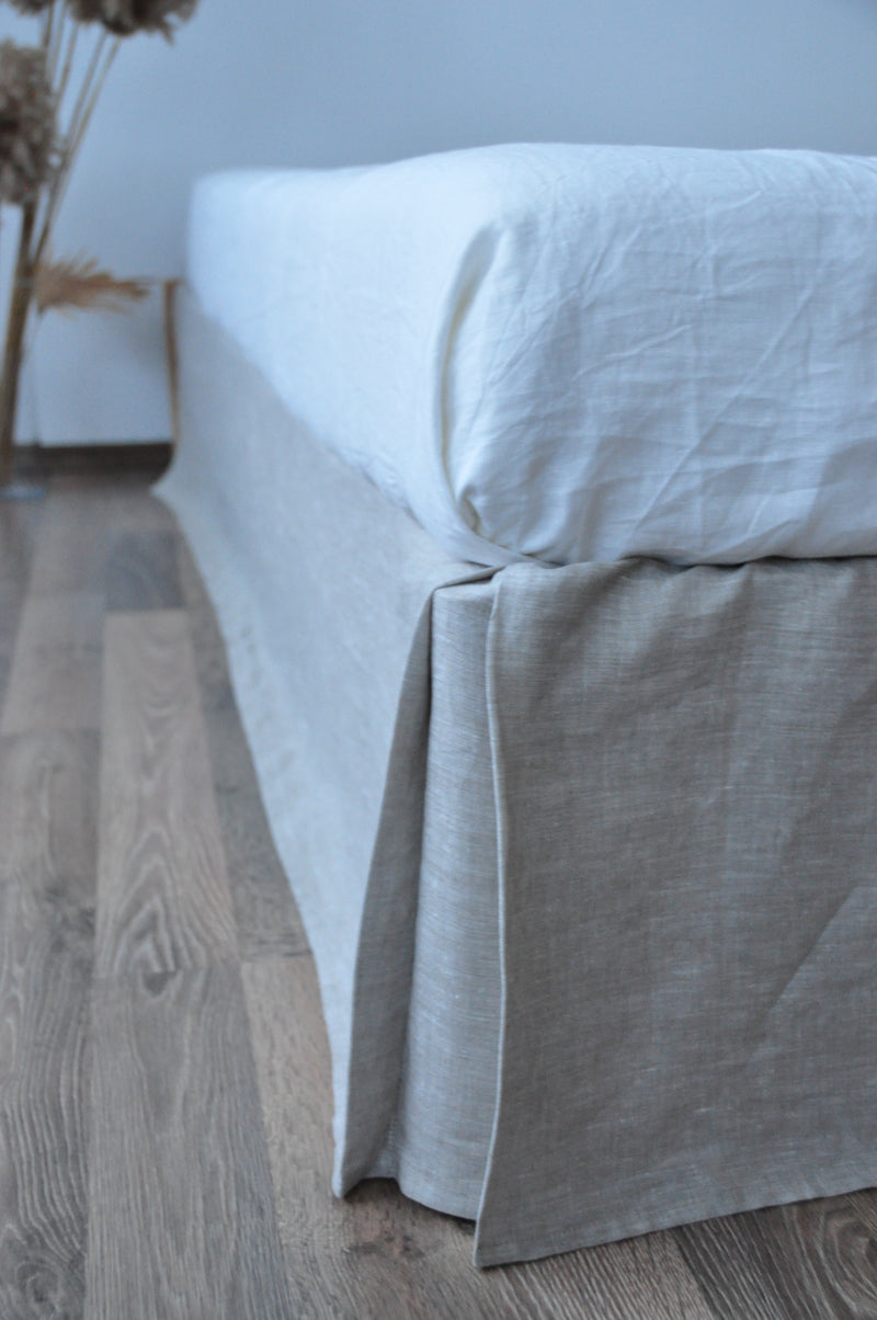 Undyed linen tailored bed skirt