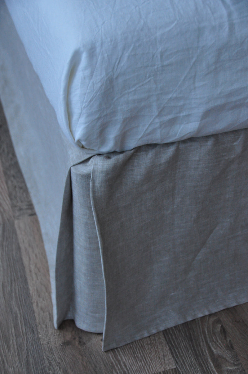 Undyed linen tailored bed skirt