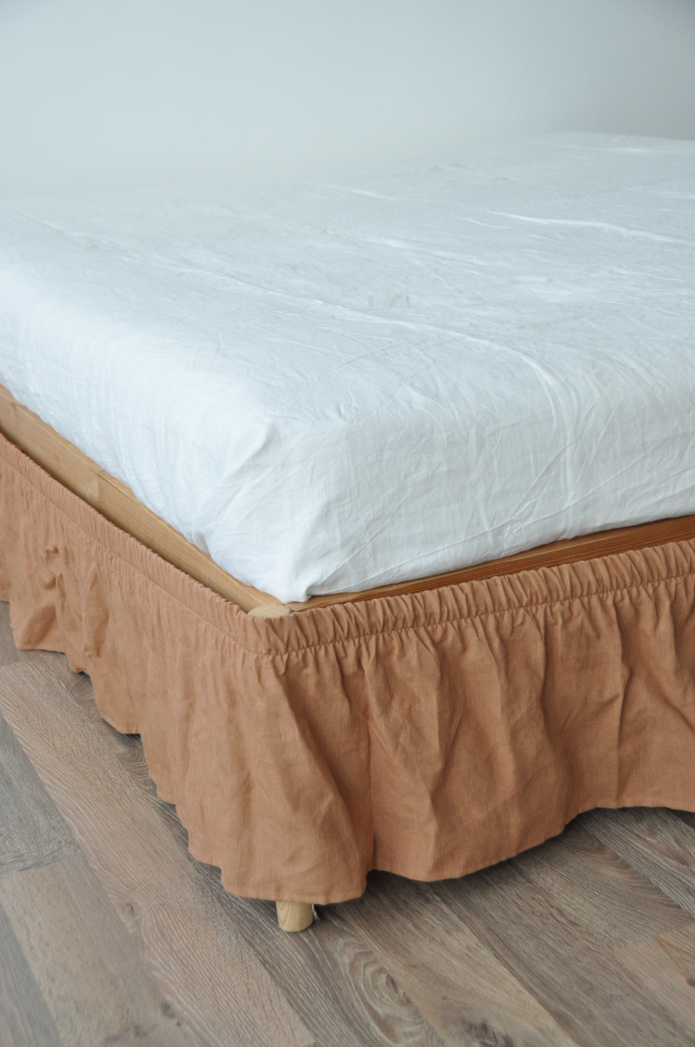 Clay linen wrap around bed skirt