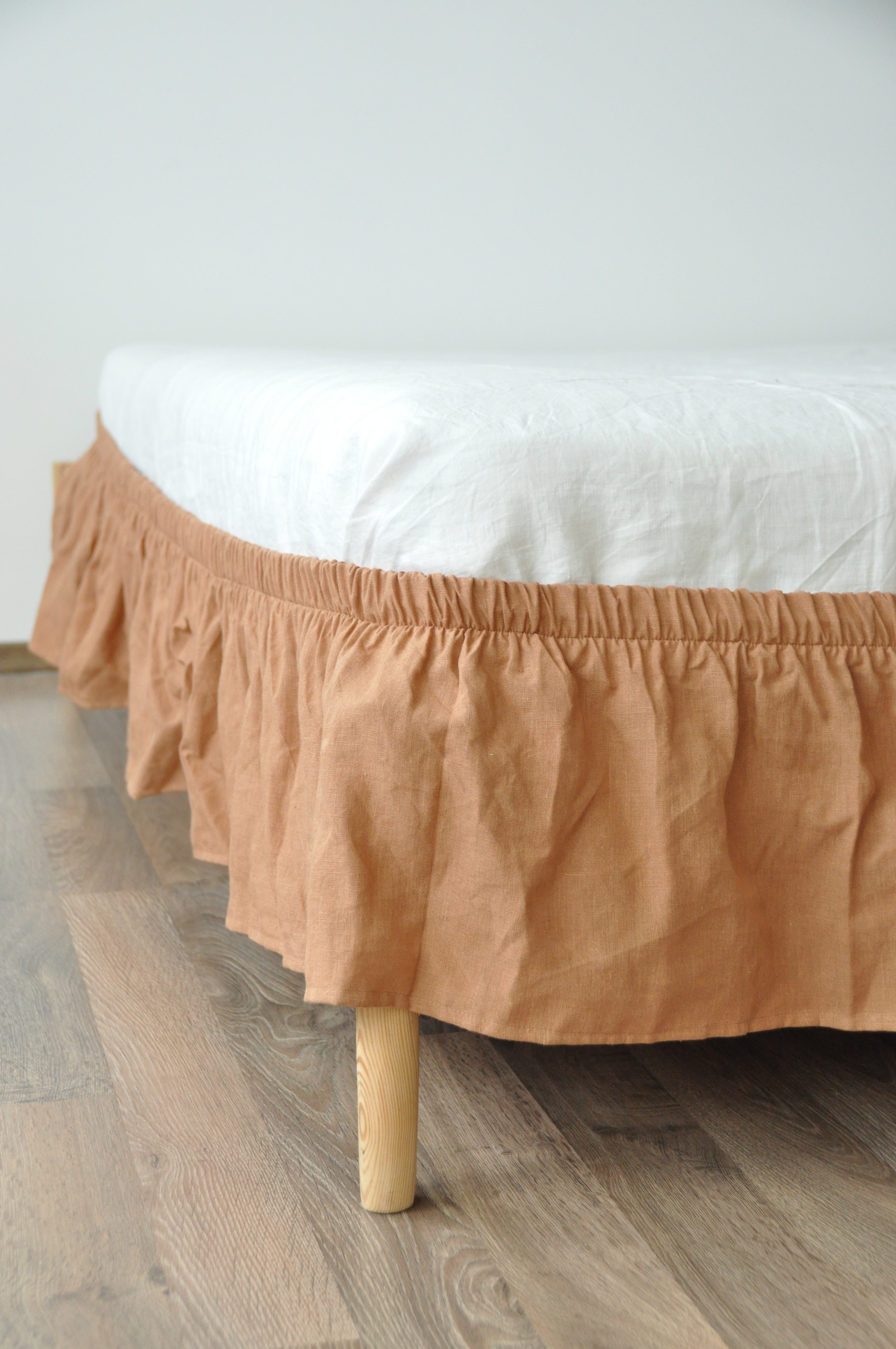 Clay linen wrap around bed skirt