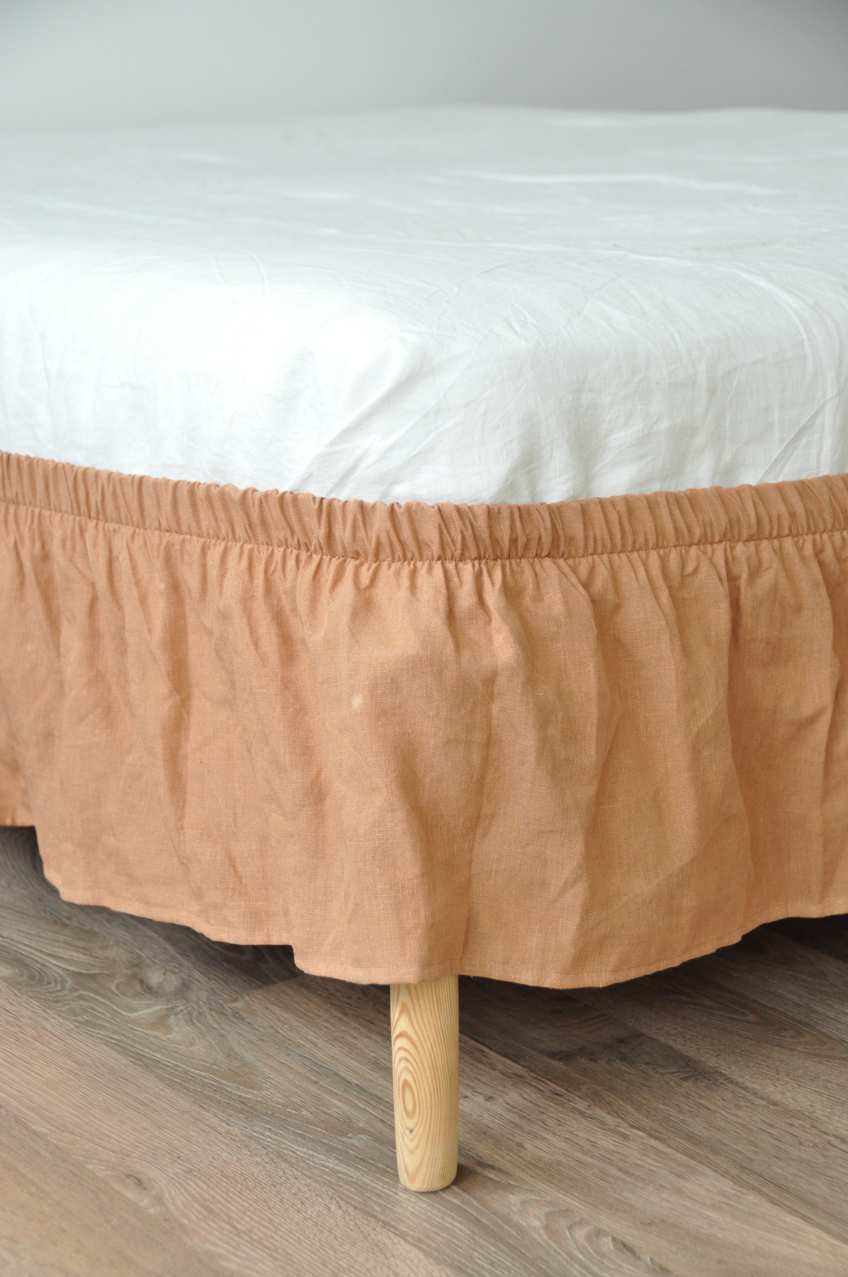 Clay linen wrap around bed skirt