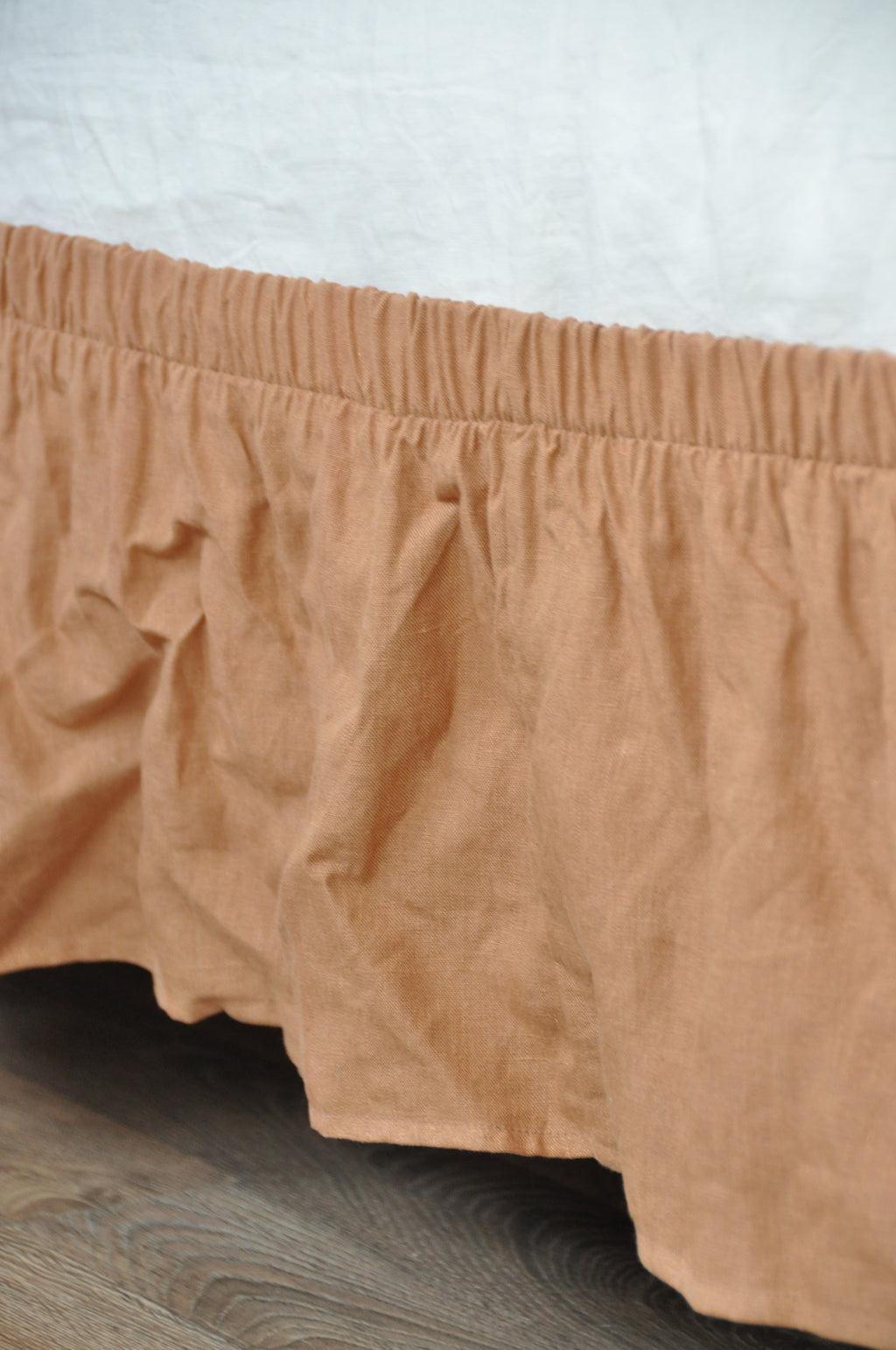 Clay linen wrap around bed skirt