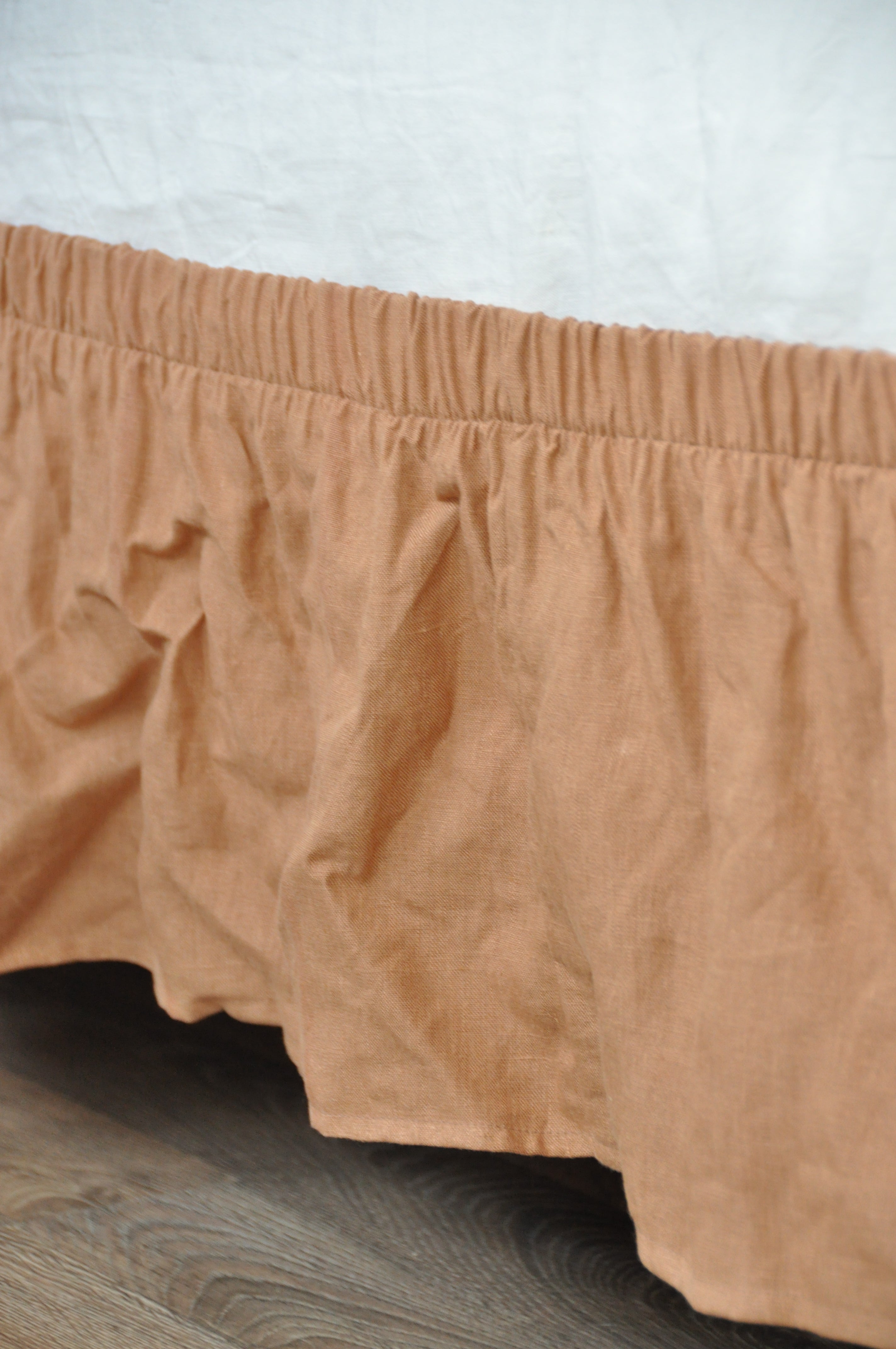 Clay linen wrap around bed skirt