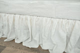 White dust linen ruffle bed skirt