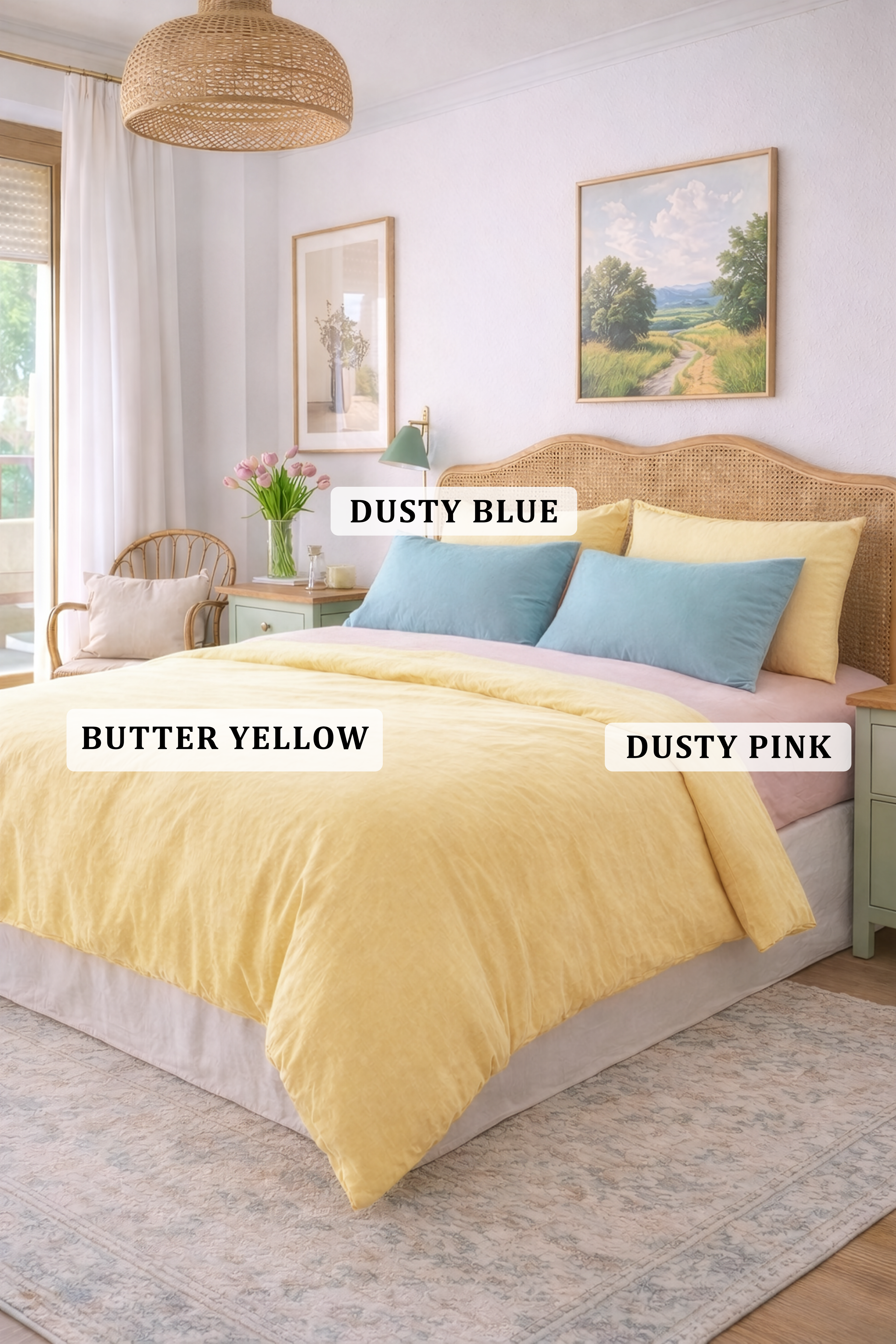 Butter Yellow linen duvet cover
