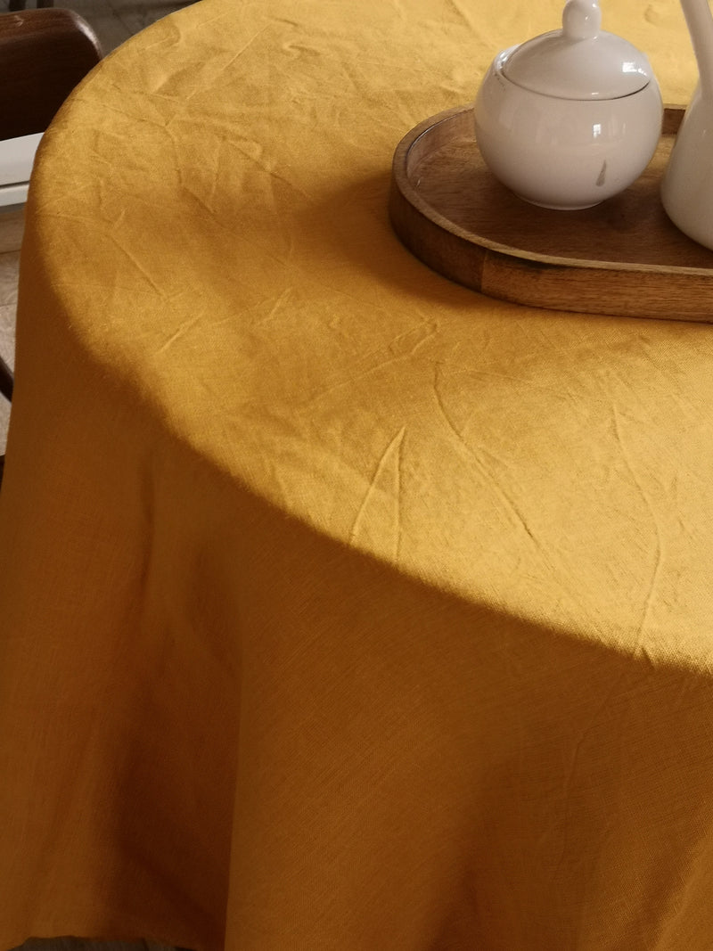 Turmeric linen tablecloth