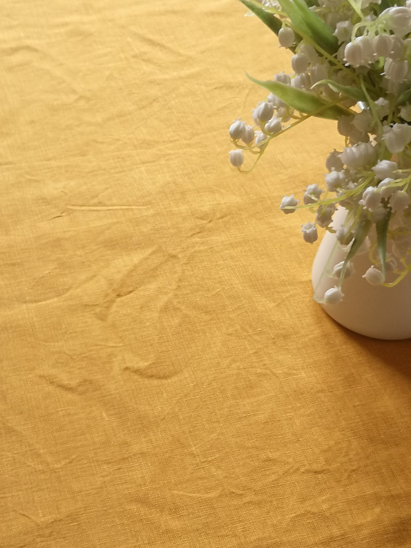 Turmeric linen tablecloth
