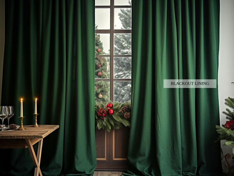 Forest Green linen curtains