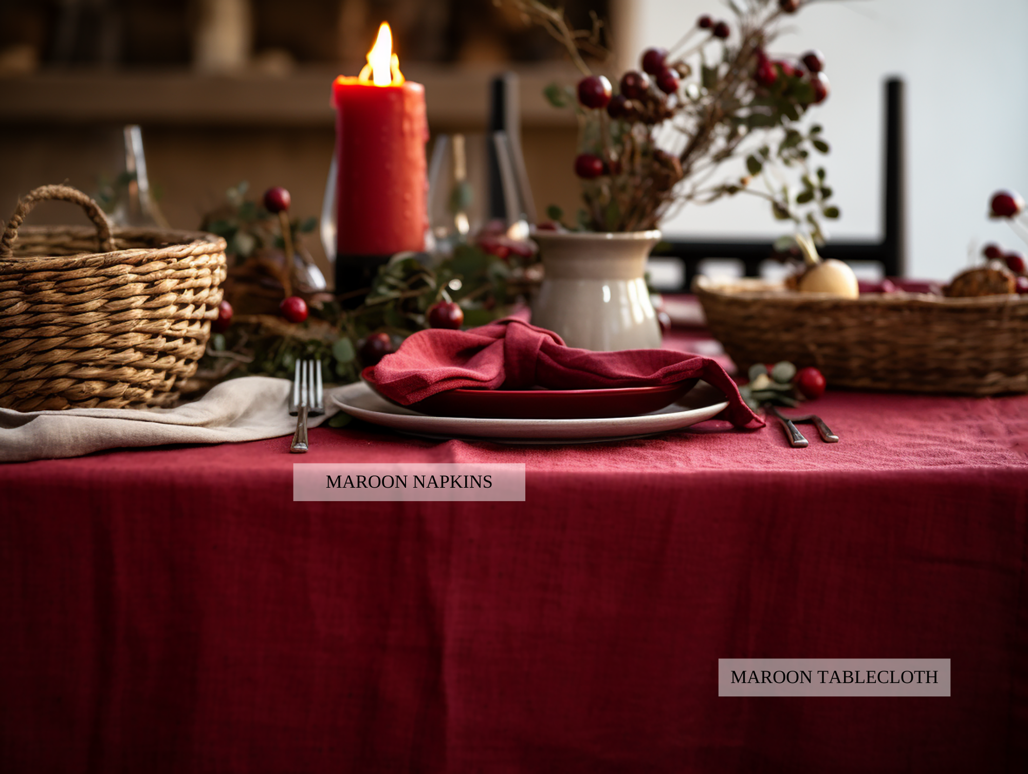 Maroon tablecloth