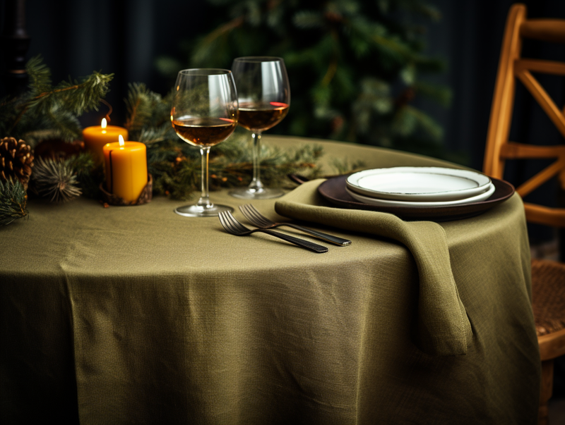 Dark olive tablecloth