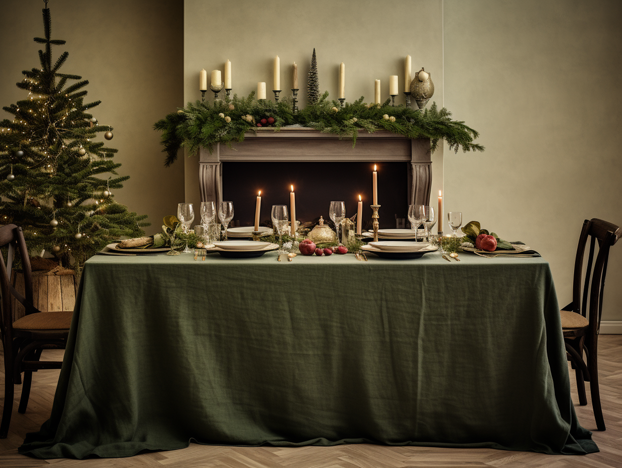 Dark olive tablecloth