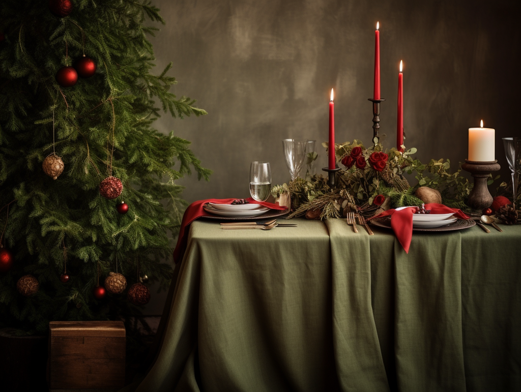 Dark olive tablecloth