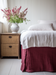 Raspberry linen tailored bed skirt