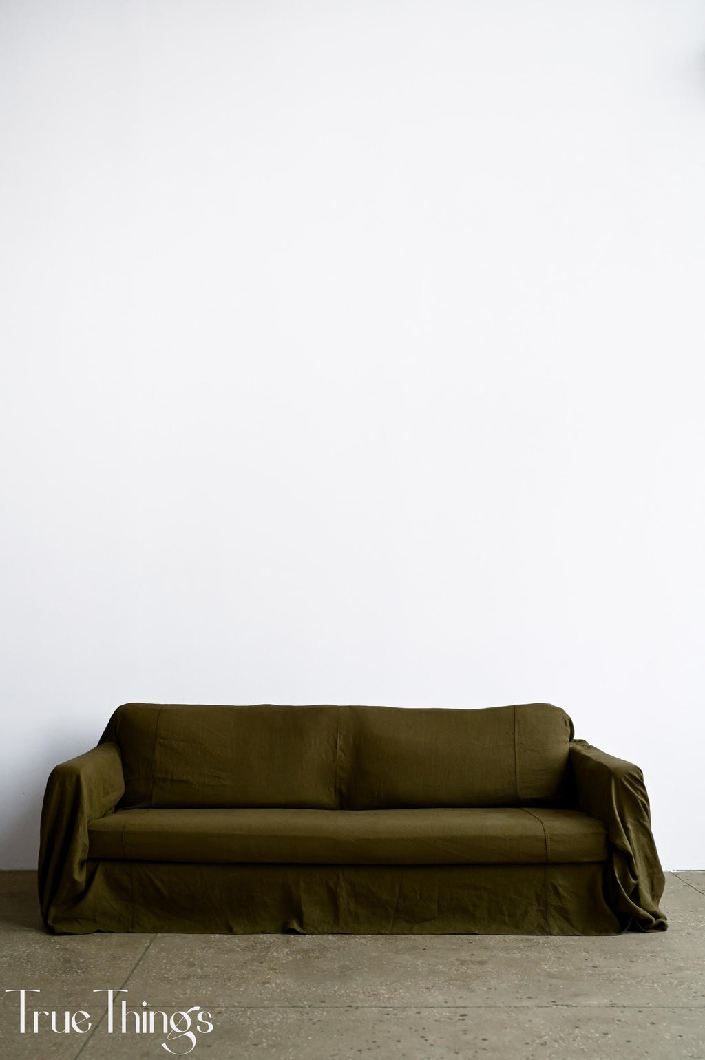 READY TO SHIP from Florida 1 Dark olive linen sofa slipcover Couch throw Softened linen drop cloth couch cover Eco friendly bedspread Custom