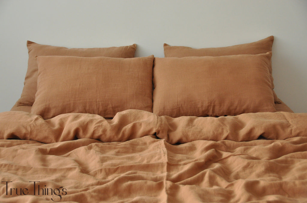 READY TO SHIP Clay linen pillowcase 2 Pillowcase Brown pillow cover King Queen Standard Euro Custom size Envelope closure Stonewashed