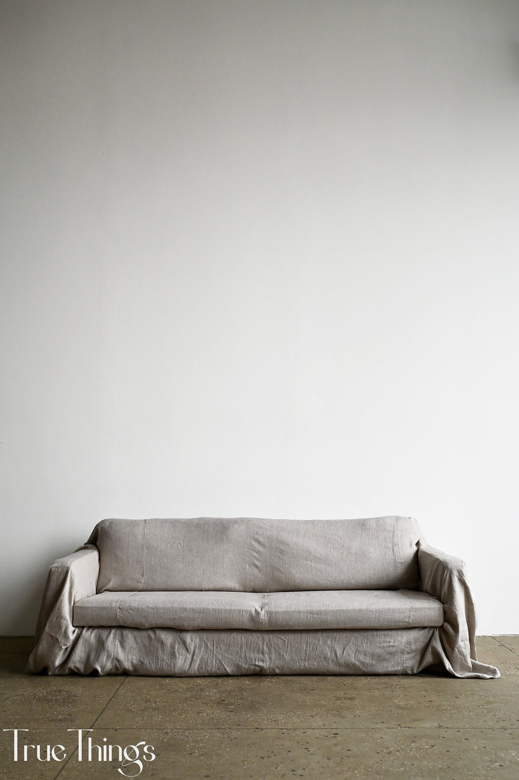 READY TO SHIP Undyed linen sofa slipcover Couch throw Softened linen drop cloth couch cover Eco friendly bedspread
