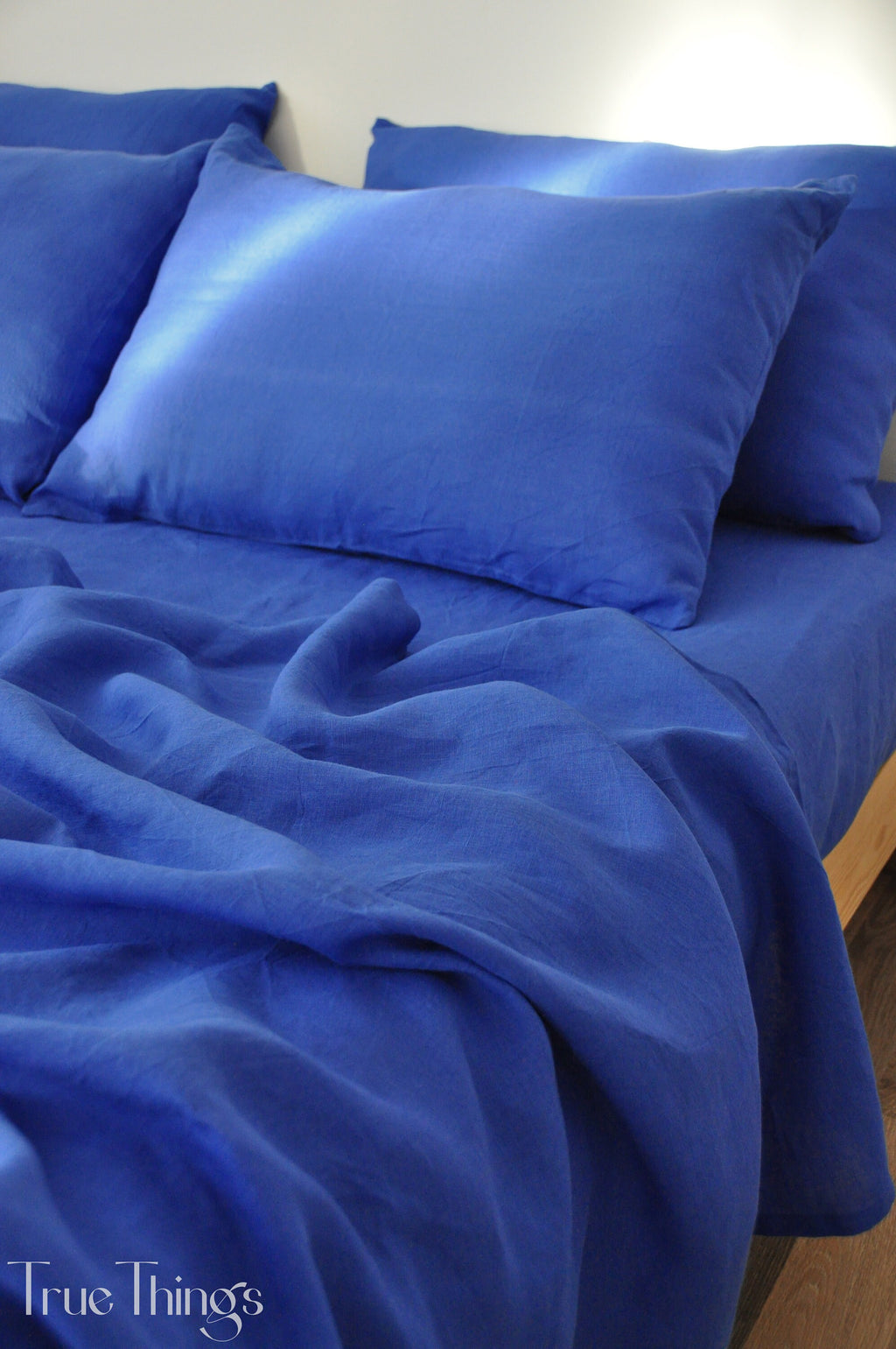 READY TO SHIP from Florida 1 Royal blue 1 flat sheet and 1 fitted sheet and 2 pillowcases Softened linen sheet Stonewashed linen