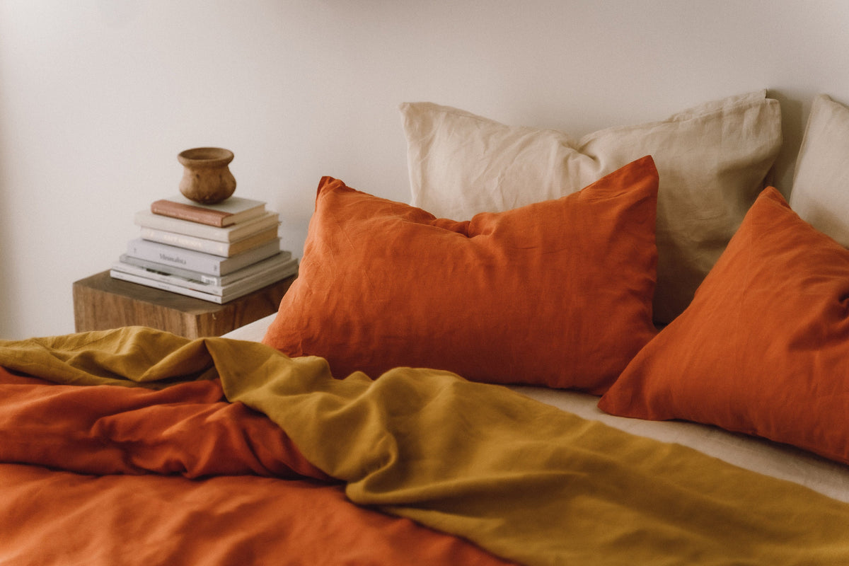 READY TO SHIP from Florida 2 Burnt orange linen pillowcase Burnt orange pillow cover Standard Euro Decorative Lumbar, Custom size Envelope
