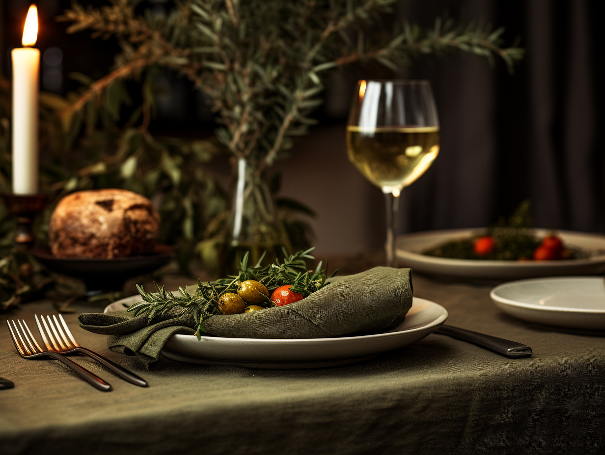 Dark olive tablecloth