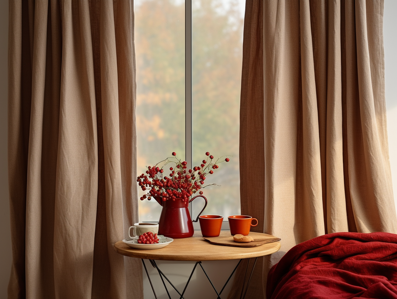 Caramel linen curtains