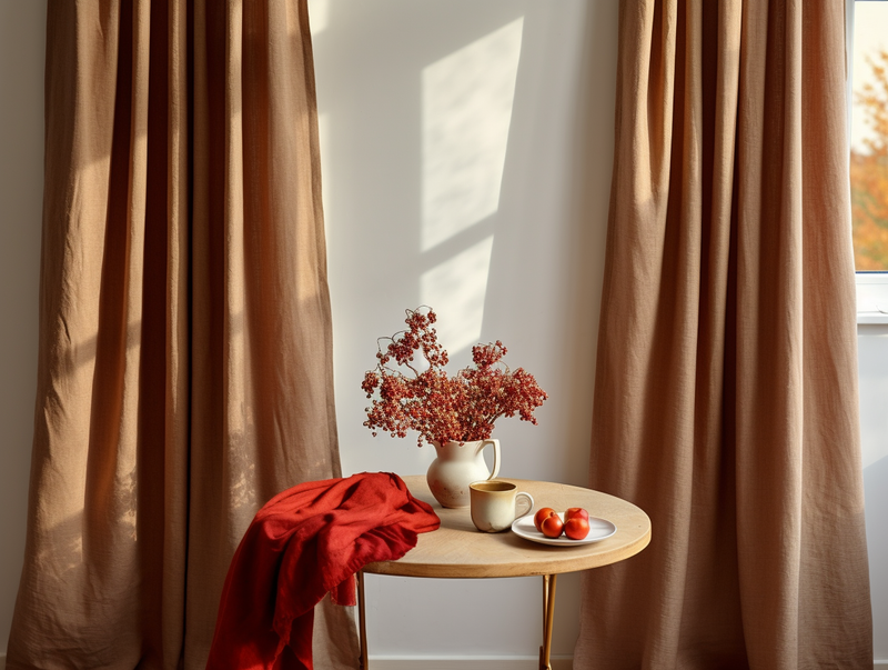Clay linen curtains